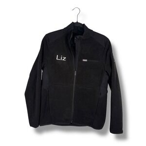 FIGS Black Fleece Jacket‎ with Embroidery Women's Size Medium